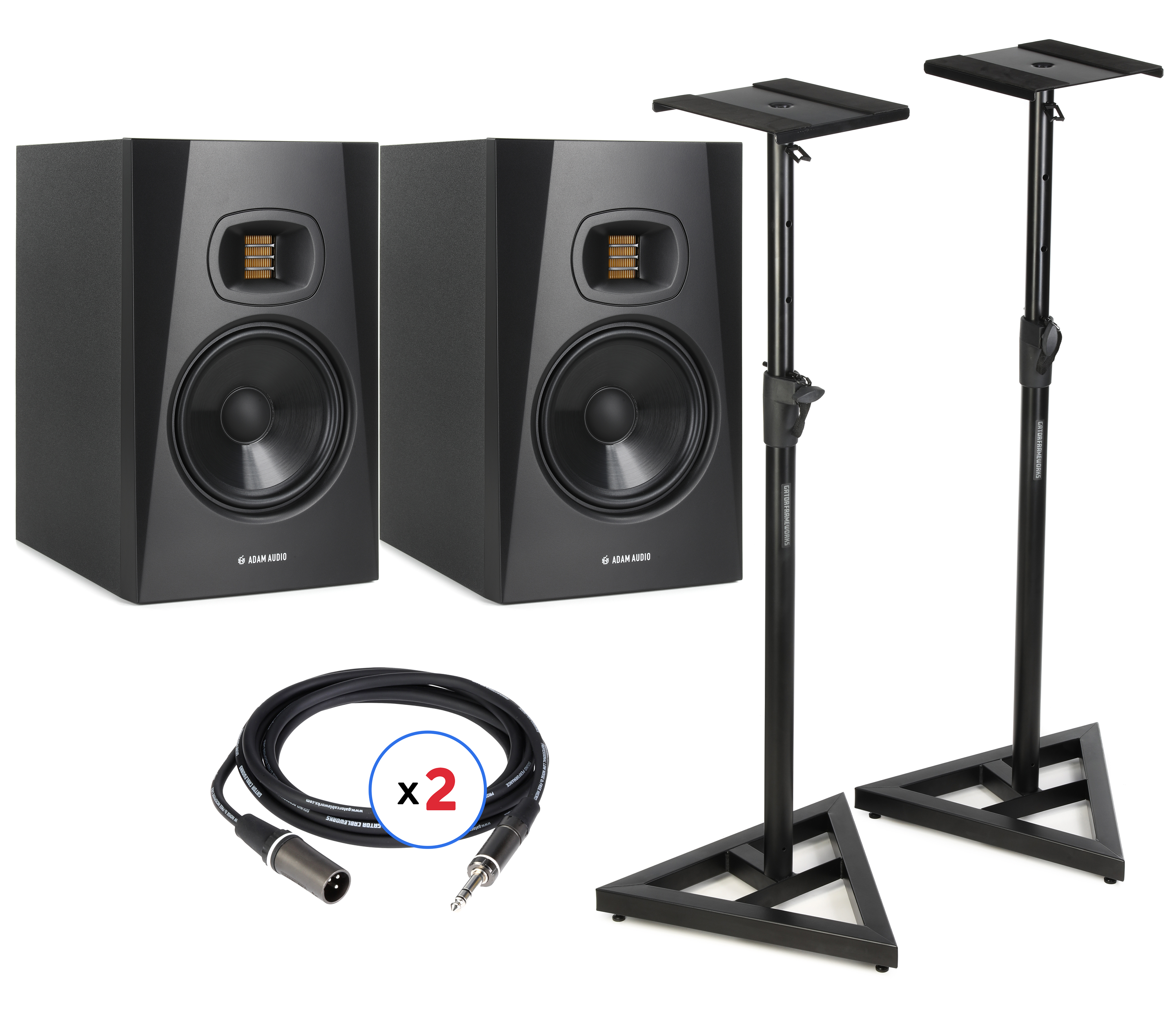 ADAM Audio T7V 7 inch Powered Studio Monitor Pair with Stands and