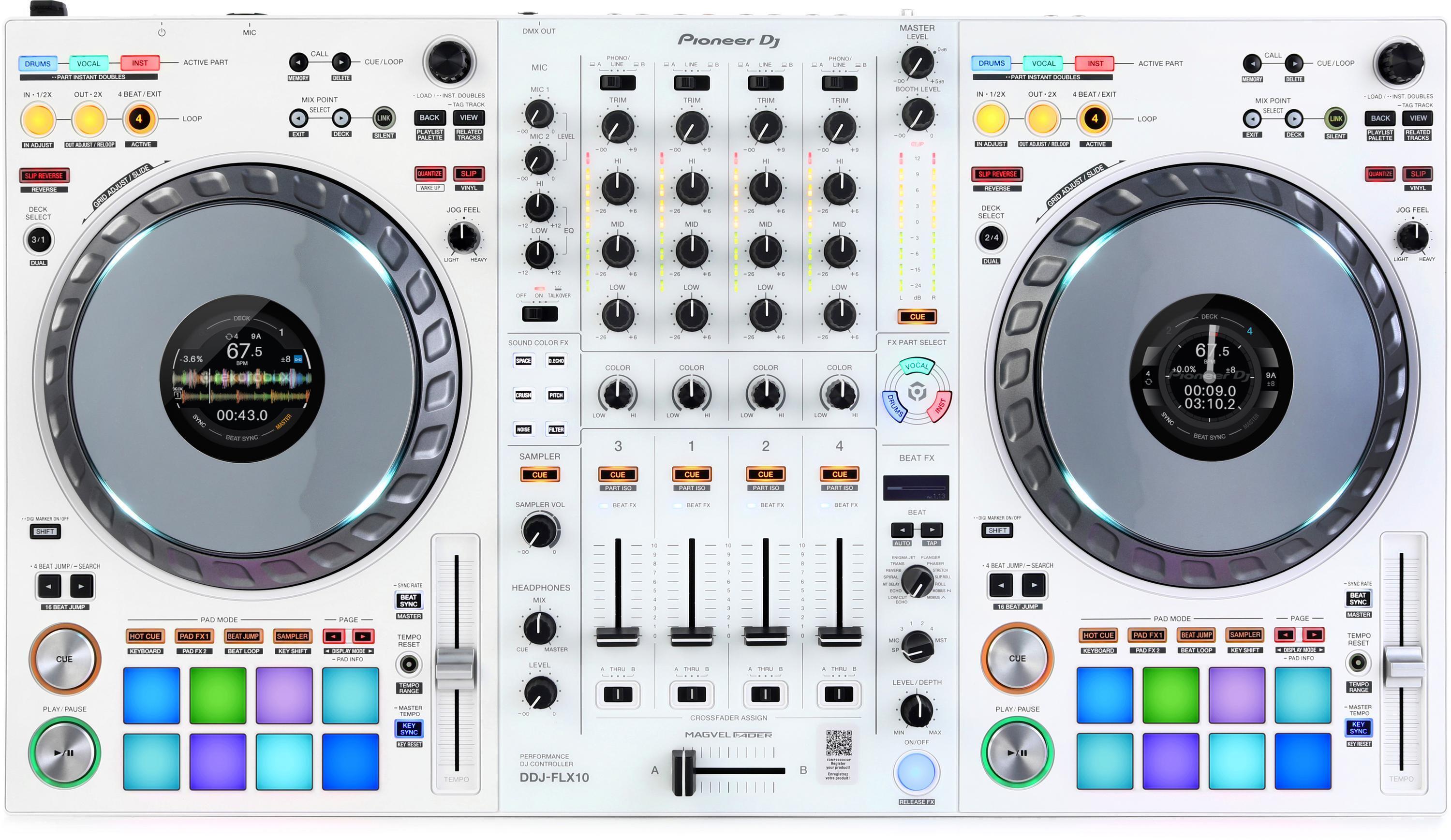 Pioneer DJ DDJ-FLX10 4-deck DJ Controller - White | Sweetwater