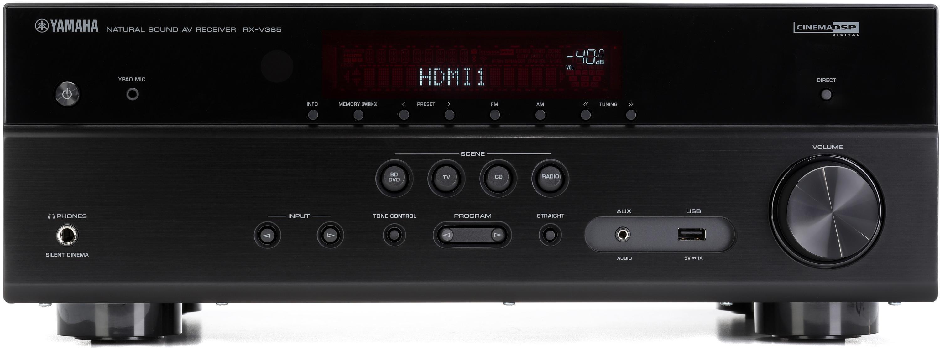 Yamaha RX-V385 5.1-channel 4K A/V Receiver - Black | Sweetwater