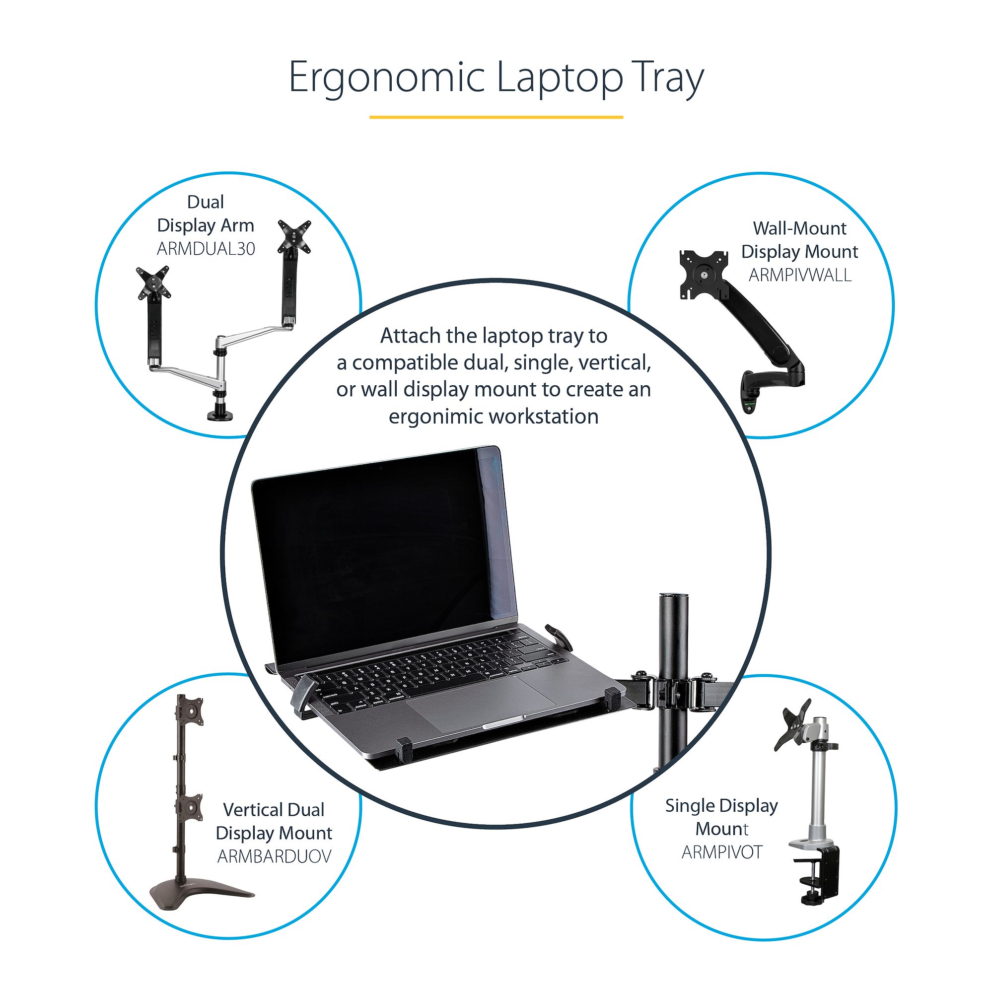 ノートパソコントレイ／VESA対応（75x75 & 100x100）／耐荷重4.5kg