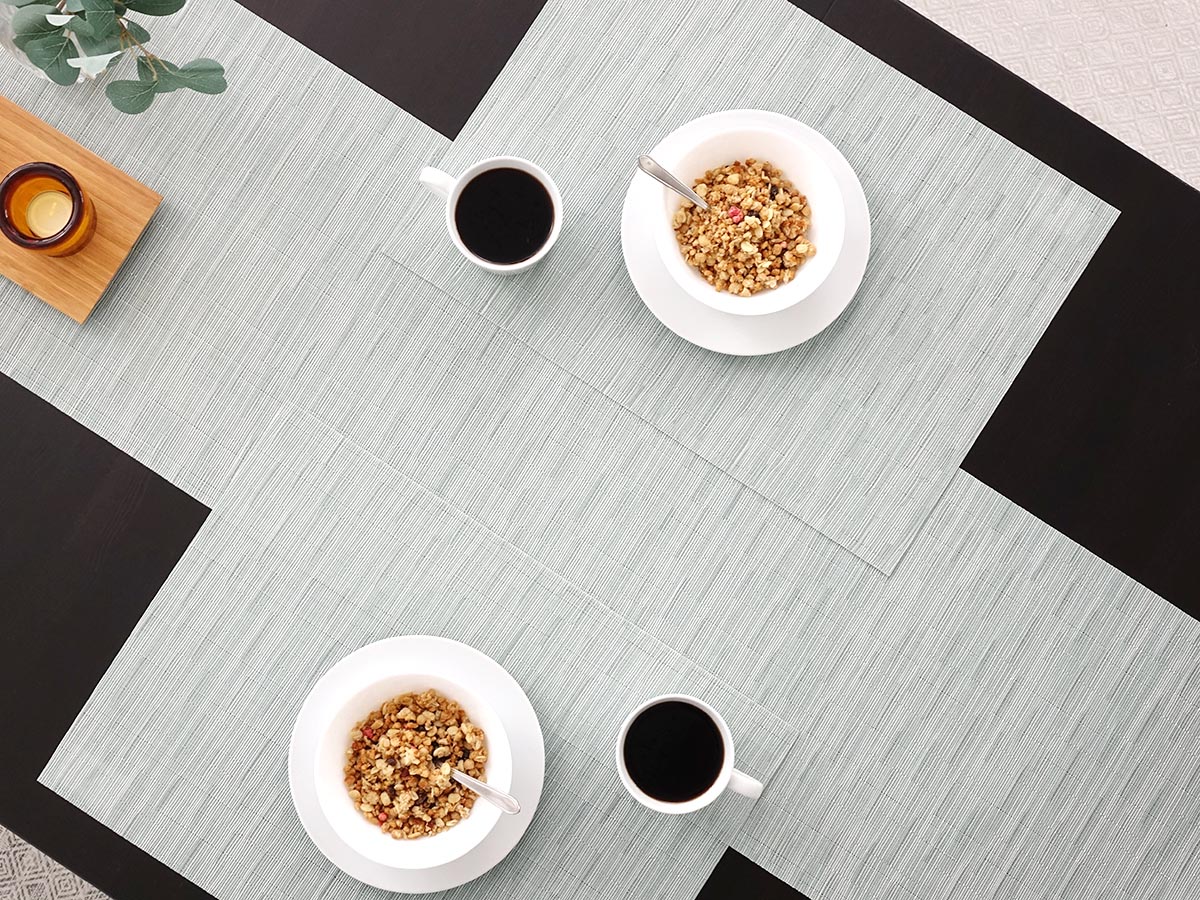 チルウィッチ ランチョンマット バンブー｜グレーグリーン青色の不均一