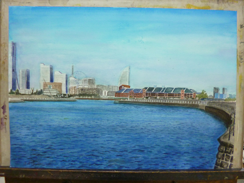 佐藤正二会員さまの水彩画「横浜の海」 ｜ 東京新宿のメッツ絵画教室