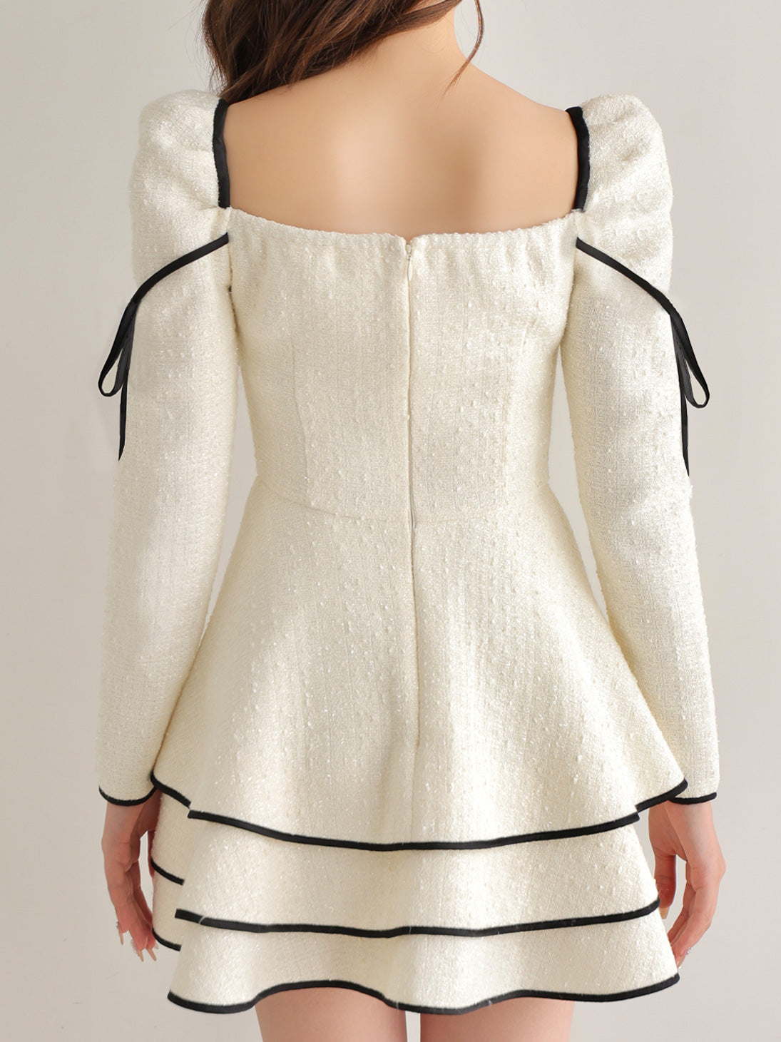 Ribbon trim tweed mini onepiece(eme10746) – M me eme