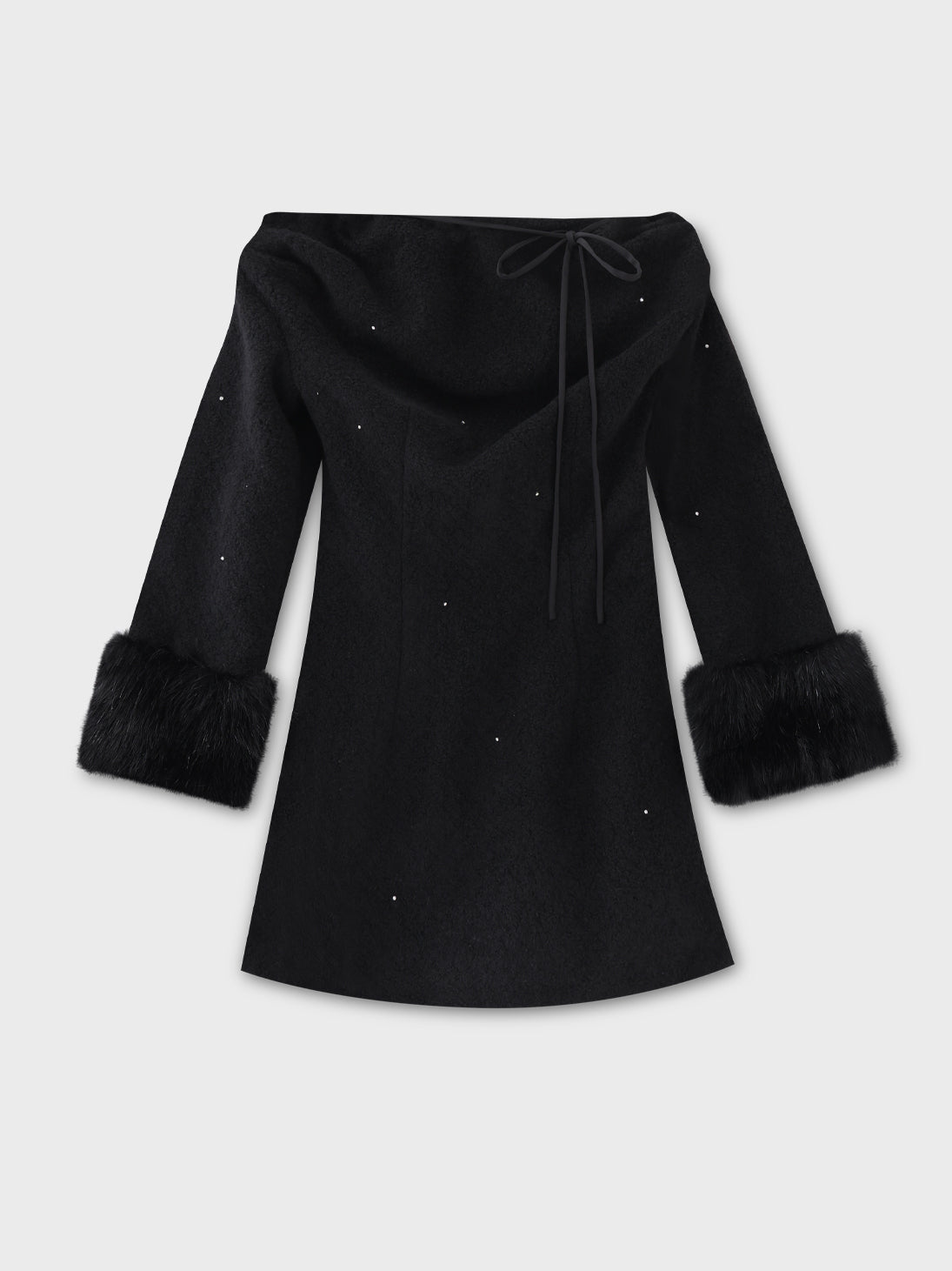 Fur jeweled ribbon mini onepiece(eme10762) – M me eme