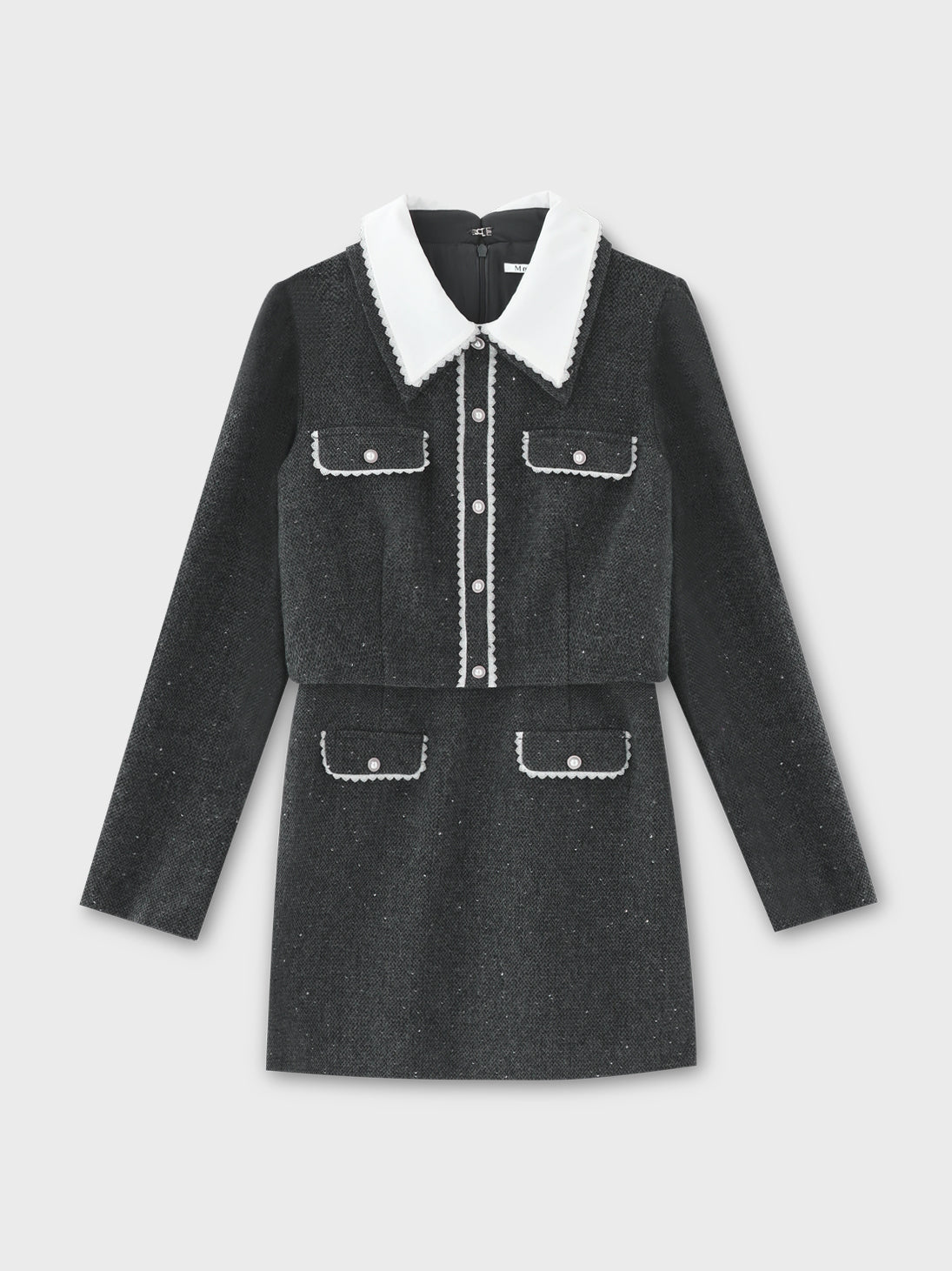 Wool herringbone mini onepiece(eme10781) – M me eme