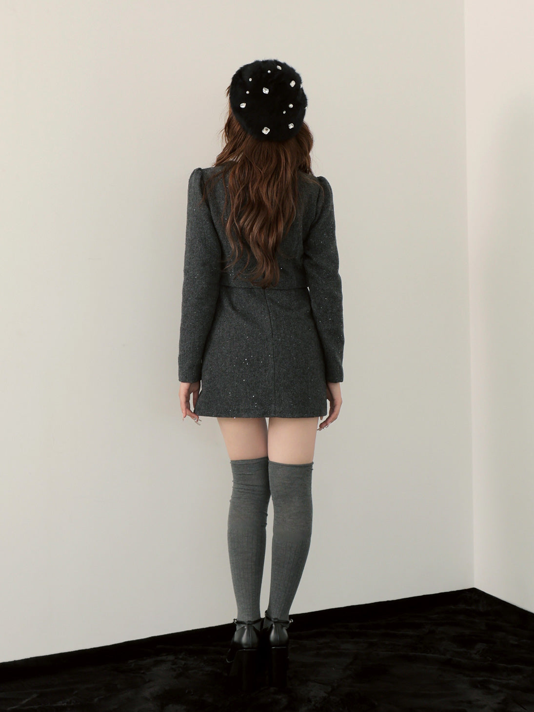 Wool herringbone mini onepiece(eme10781) – M me eme