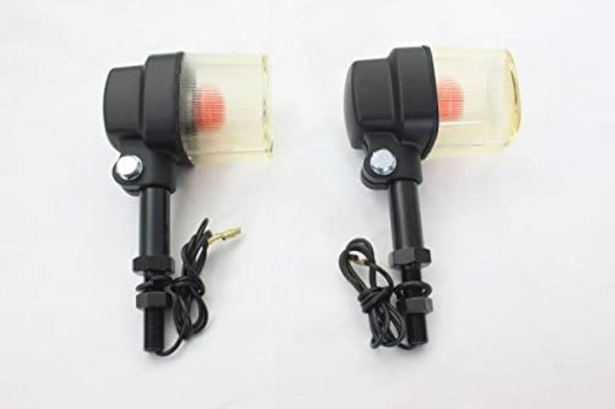 Amazon | 汎用 角型ウィンカー 黄ばみ/ブラック 2個 ロングステー付