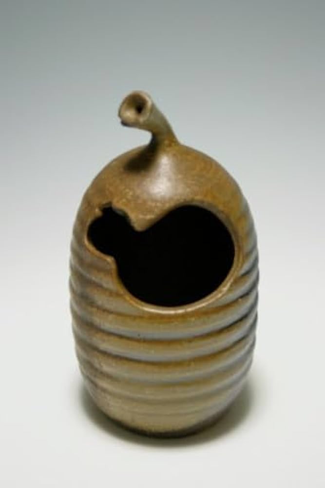 Amazon.co.jp: 備前焼日本工芸会正会員 小川秀蔵 備前茄子形花入