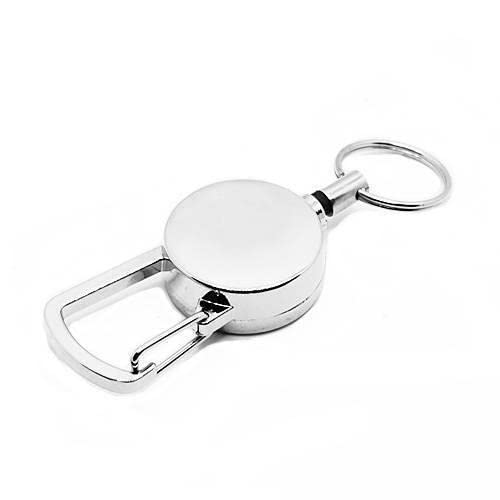 Amazon.co.jp: カラビナ付き リールキーリング（シルバー） 紐