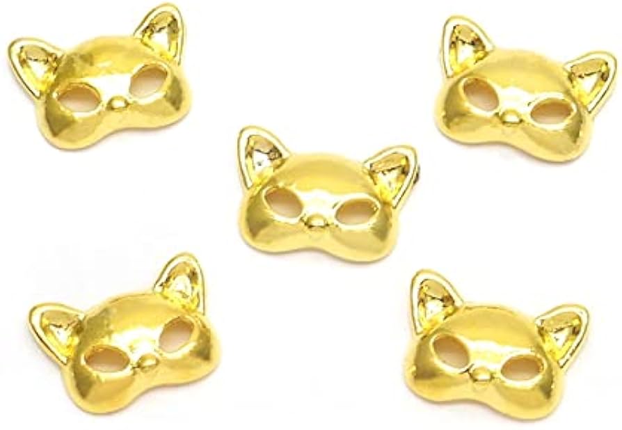 ねこ仮面5こ うさぎ仮面5こ メタルパーツ ネイル ゴールド ねこ仮面5こ
