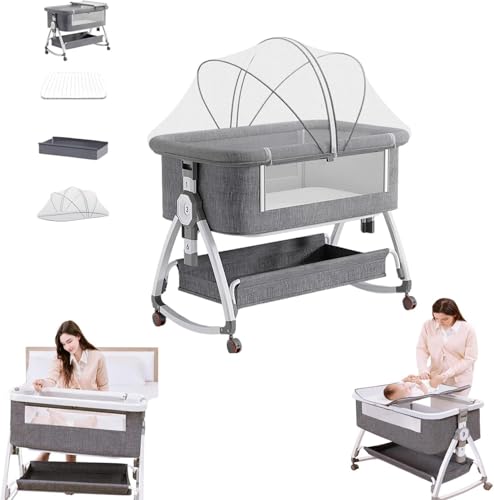 ベビーベッド 添い寝ベッド 多機能 キャスター付き ゆりかご機能付き