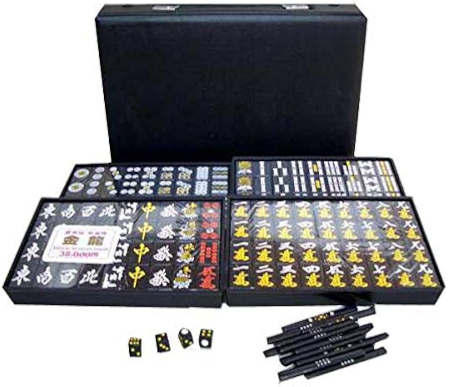 Amazon.co.jp: 手打ち麻雀牌 オールブラック 金龍（黒点棒付き