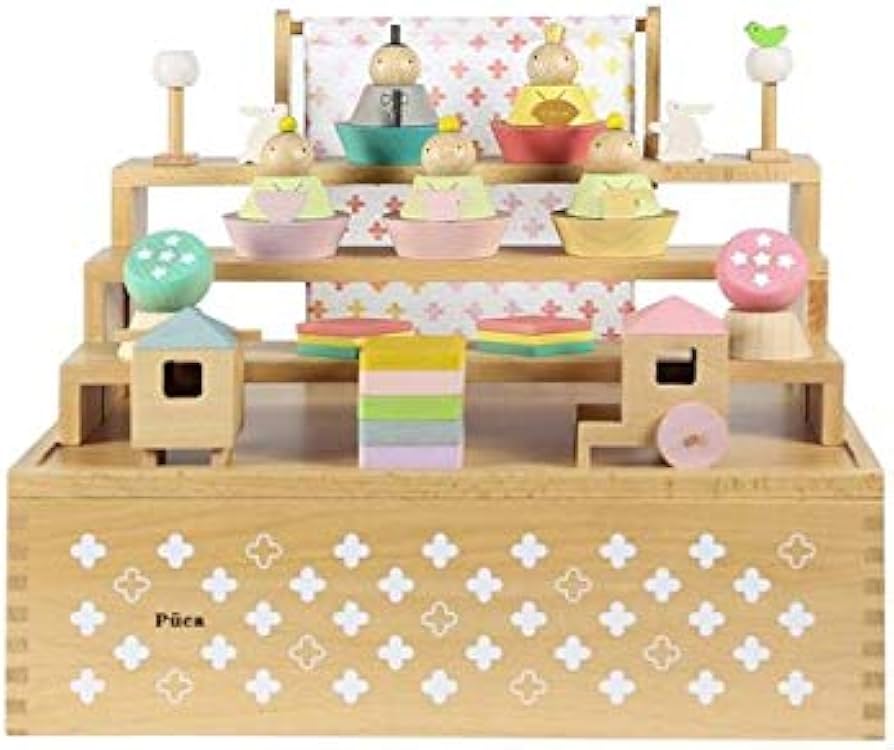 Amazon | 雛人形 コンパクト おしゃれ インテリア 木製 組み木 ミニ