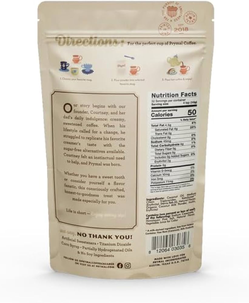 Amazon.com : PRYMAL Coffee Creamer - Keto, Non Dairy, Sugar Free