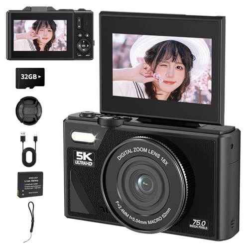 Amazon | 7500万画素・5K動画撮影 デジタルカメラ 18倍ズーム WIFI対応