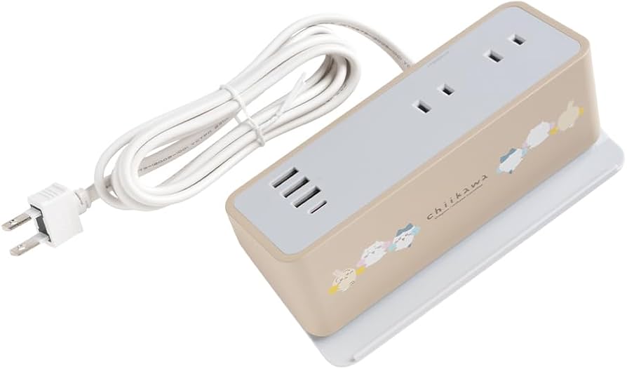 Amazon | ちいかわ humor AC&USB TAP COMPACT(頑張って)【卓上 充電