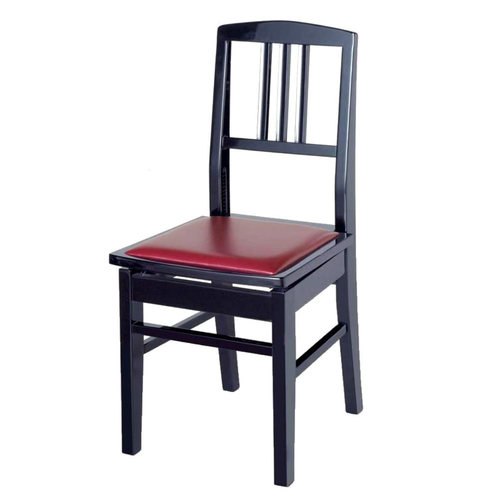 Amazon.co.jp: ITOMASA NO.5黒/エンジ座面 背もたれ付 木製 ピアノ椅子