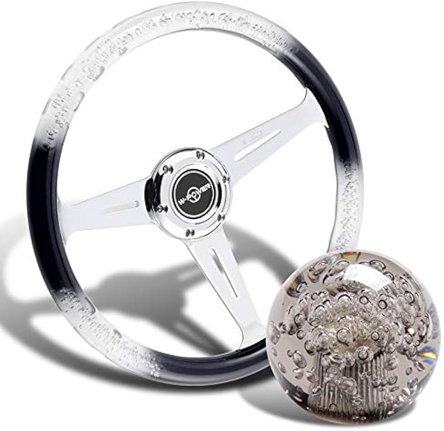 Amazon | W-Power 350mm VIP クリスタルバブル 3スポークステアリング