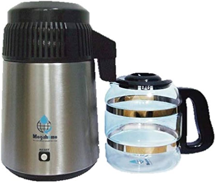 Amazon | 蒸留水器（蓋：黒 本体：ステンレス） 新ガラス容器・磁器