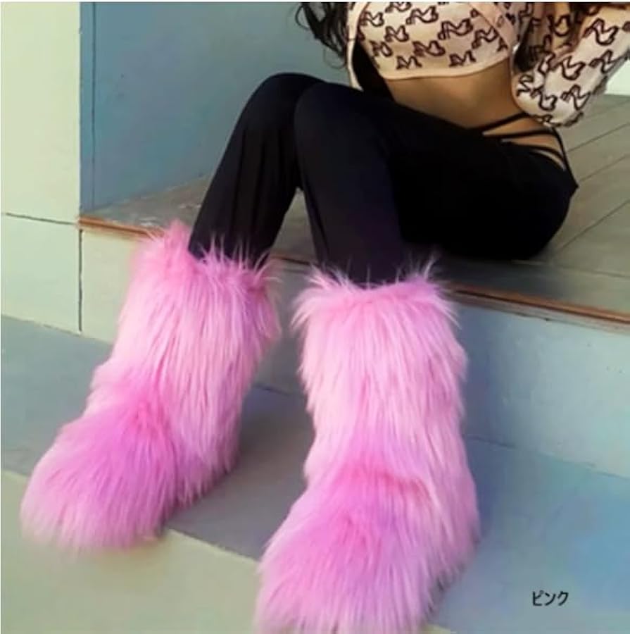 Amazon | ファーブーツ フェイクファー ロングブーツ モンスターブーツ