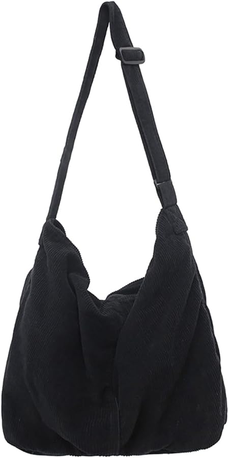 Corduroy Shoulder Bag for Women Men Large Capacity Crossbody Bag