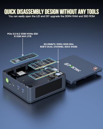 Mini PC GMKtec AMD Ryzen 7 5825U (Turbo 4,5 GHz) Dual NIC 2.5G