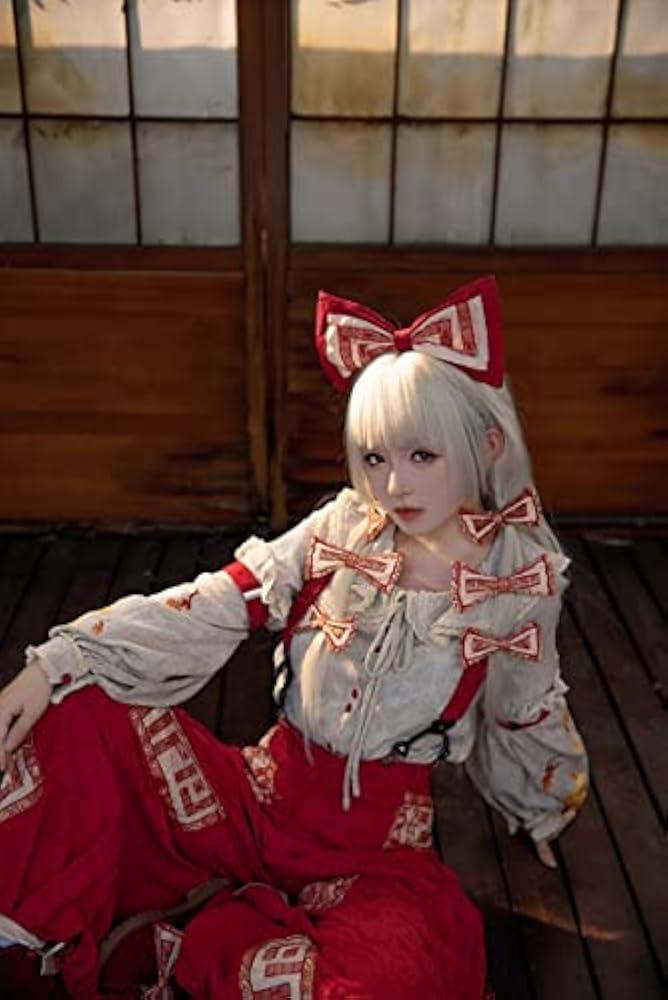 Amazon.co.jp: [QLPLYZON] 藤原妹紅コスプレ衣装女 S M L (ウィッグ 靴