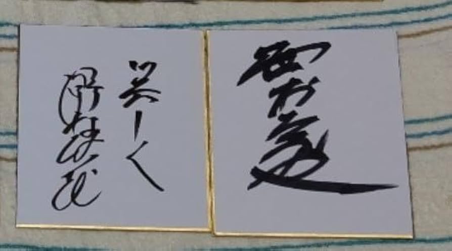 野村克也 直筆サイン 色紙 落款朱肉印 野村沙知代解説書きあり