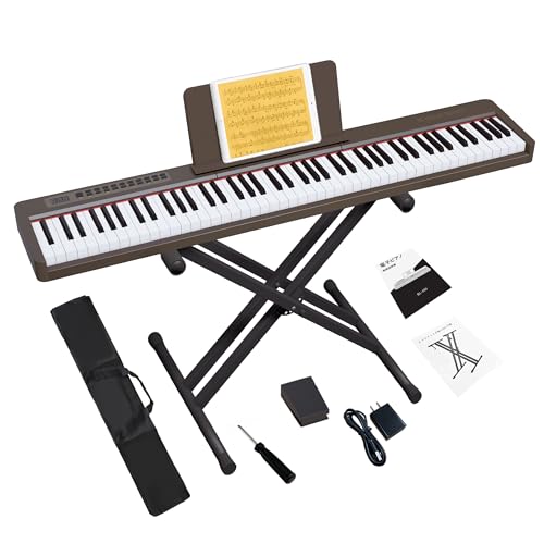 Amazon | KIMFBAY 電子ピアノ 88鍵盤スタンド付き 軽量 ポータブル