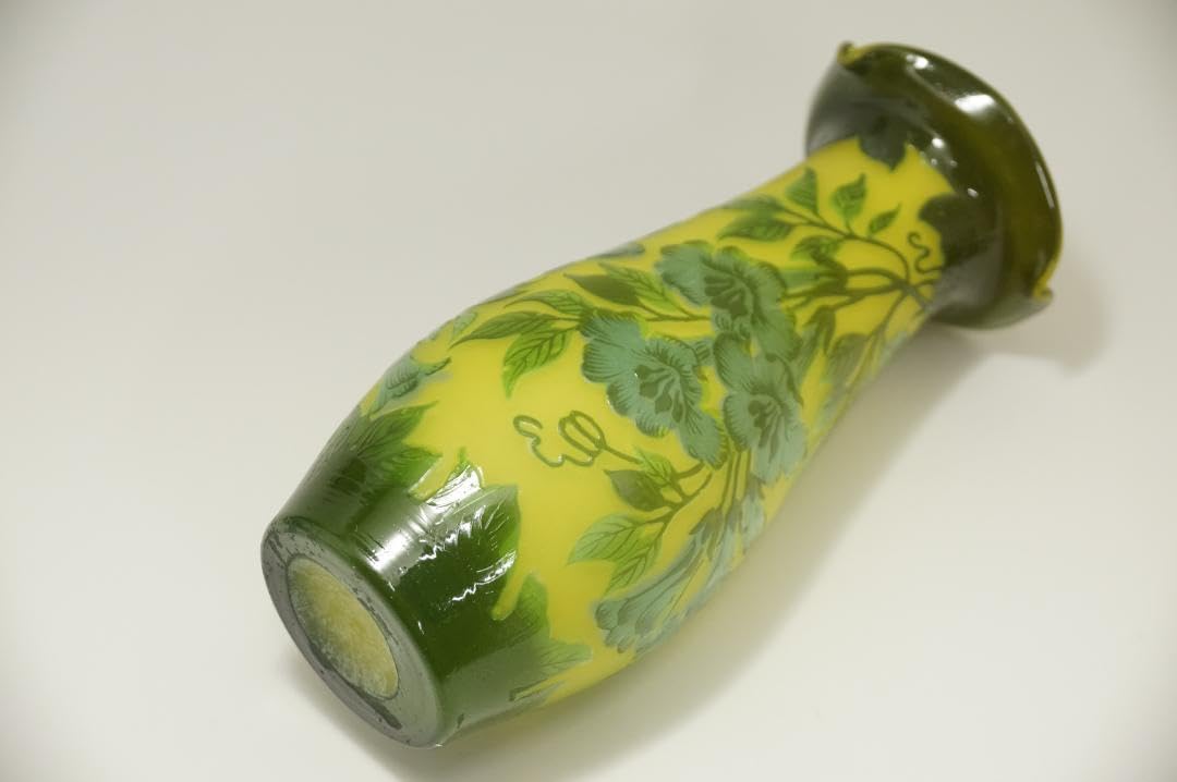 証明書】 エミールガレ 花瓶 カメオ彫り 被せガラス 高さ14cm 証明書付