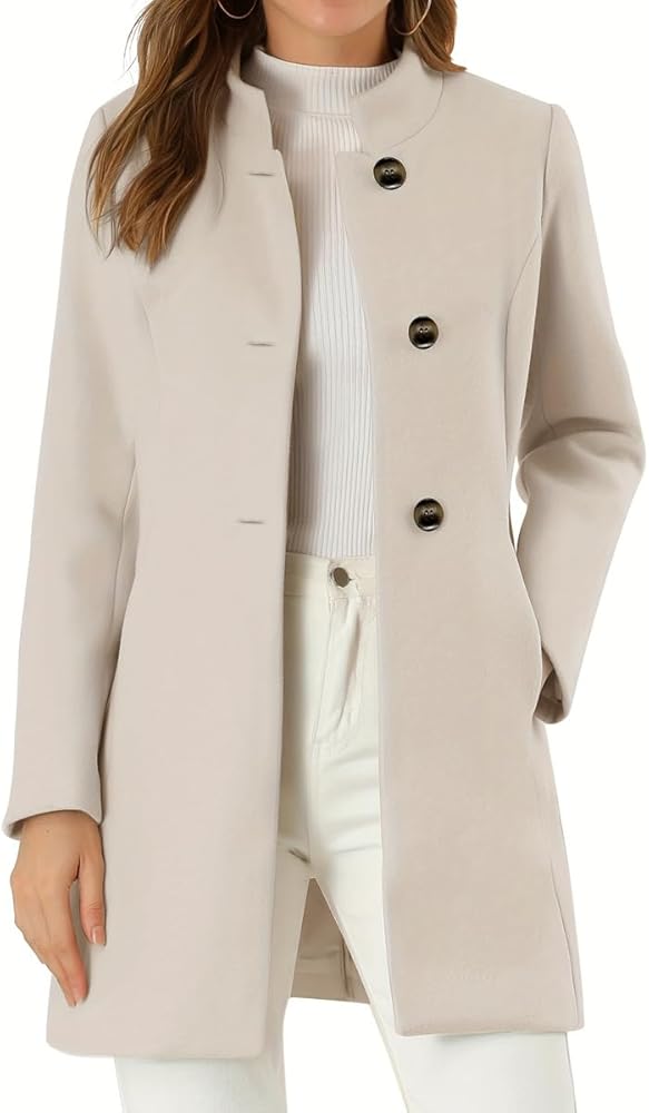 Amazon.com: chouyatou Women's Winter Stand Collar Wool Coat