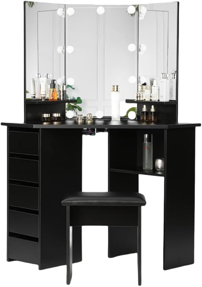 Amazon｜HomeSailingドレッサー 三面鏡 化粧台 女優ミラー付き