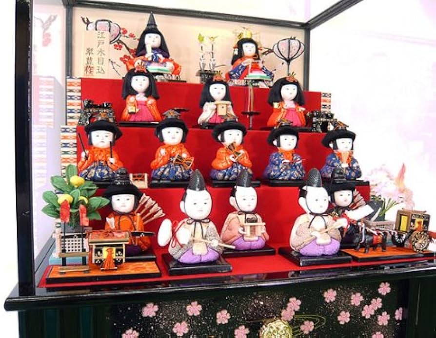 Amazon | 雛人形 木目込人形 フルセット 十五人 丈夫な ガラスケース