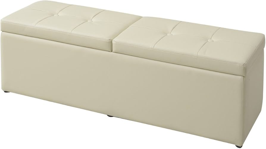 Amazon｜山善(YAMAZEN) スツール 収納ベンチ 幅120 アイボリー(合皮