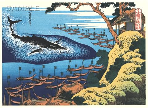 Amazon.co.jp: 額装 葛飾北斎 木版画 千絵の海（ちえのうみ） 五島鯨突