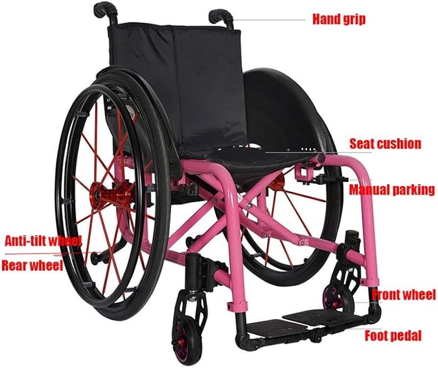 Amazon | ピンクの車椅子、女の子と女性のための軽量折りたたみ式旅行