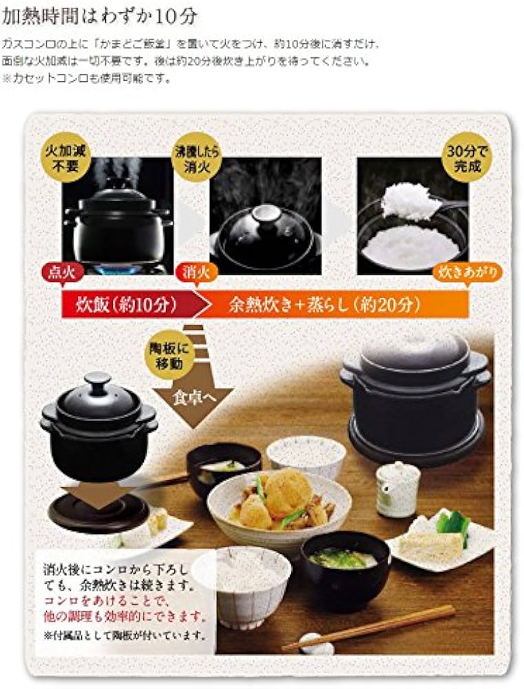 Amazon | 黒樂 かまどご飯釜（大) 1合から4合炊き用 | 黒樂 | ご飯鍋