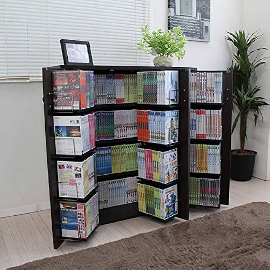 Amazon.co.jp: 本棚 扉付 コミック400冊収納可能な書棚ストッカー 収納
