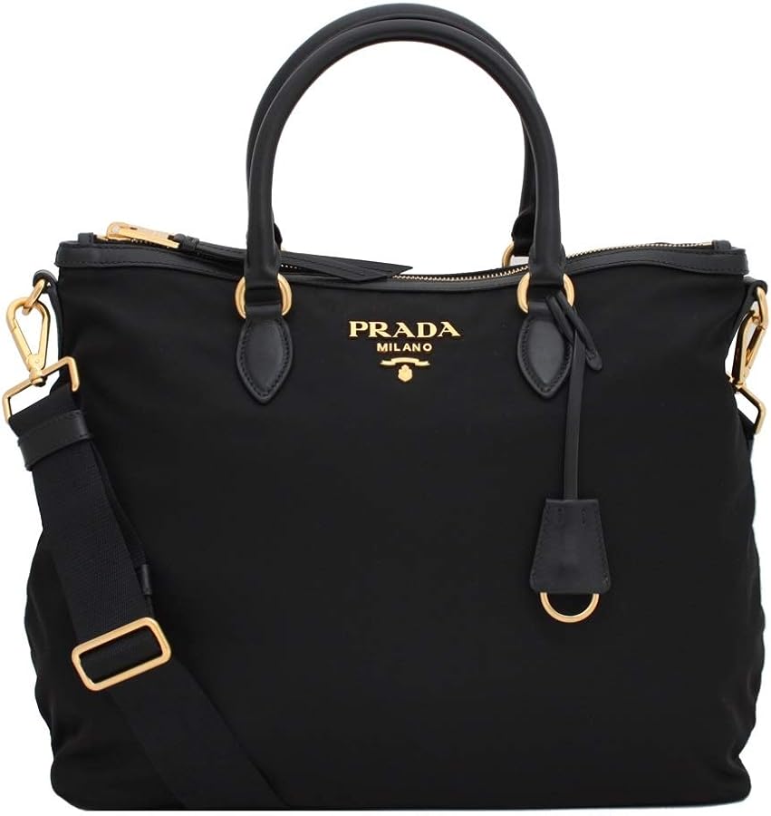 Amazon.com: Prada Womens Two Way Black Tessuto Nylon Tote