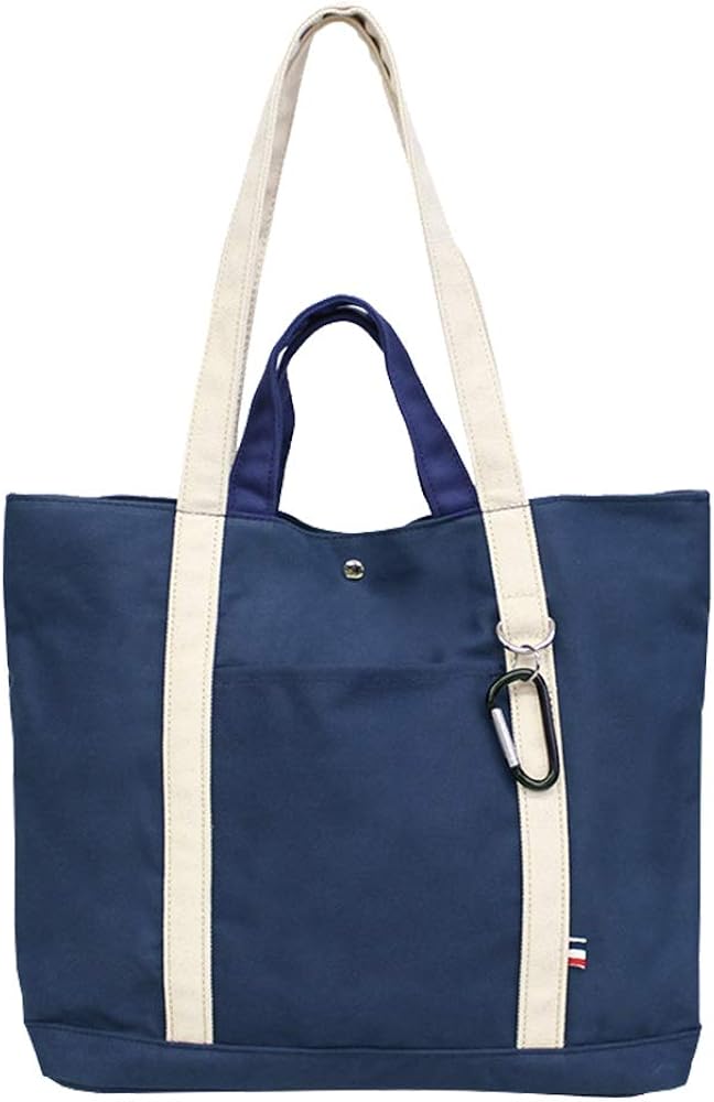 Amazon.co.jp: カラビナ付ダブルハンドルキャンバストート キャンバス