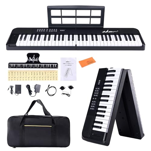 Amazon | ADM 電子ピアノ 61鍵 折りたたみ式 ダブルフォールド 電子
