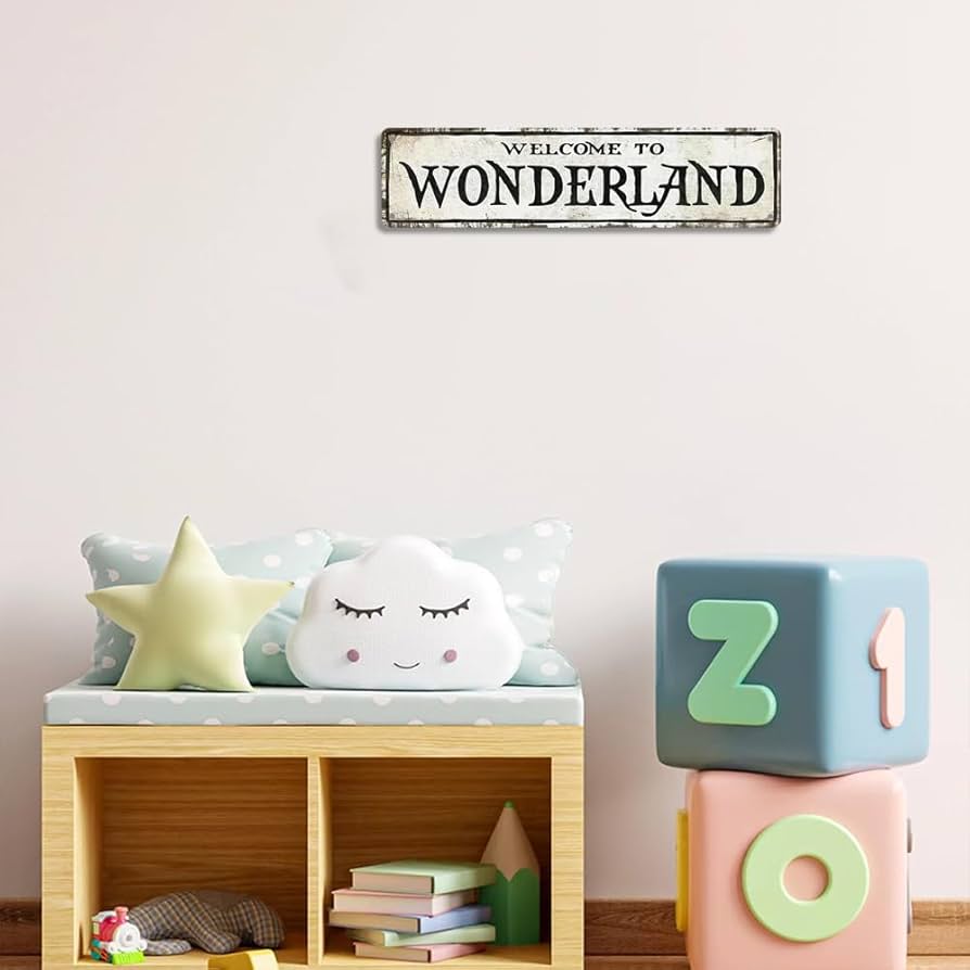 Amazon.com: Welcome to Wonderland Sign - 16 x 4 Inch Horror Sign