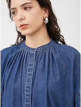 Amazon | [ミラオーウェン] ボウタイ付き袖ボリュームデニムブラウス