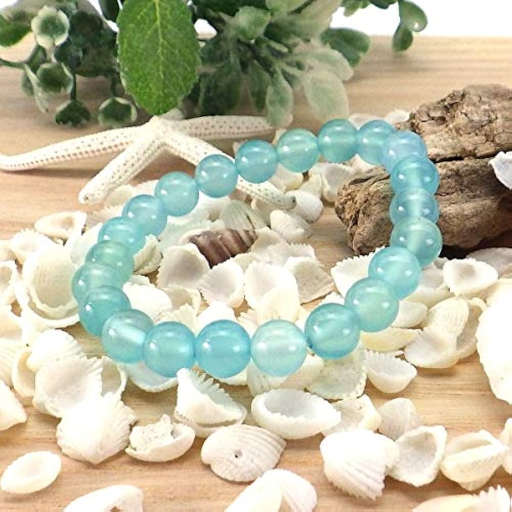 Amazon.co.jp: AA級 シーブルーカルセドニー ブレスレット 8mm [天然石