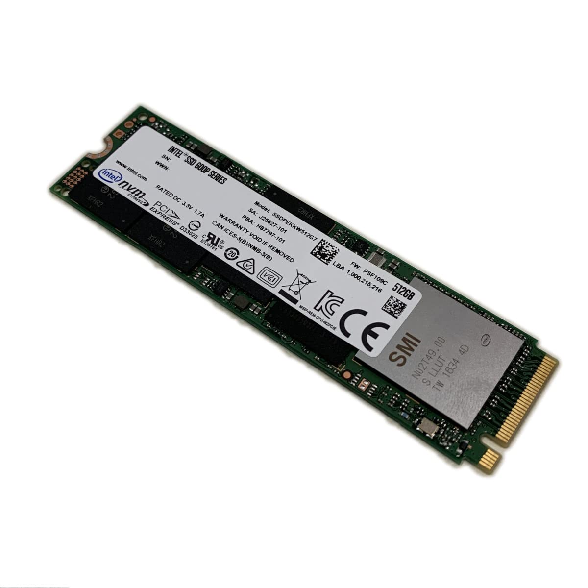 Amazon | Intel SSD 512GB TLC 600P M.2 2280 80mm NVMe PCIe Gen3 x4