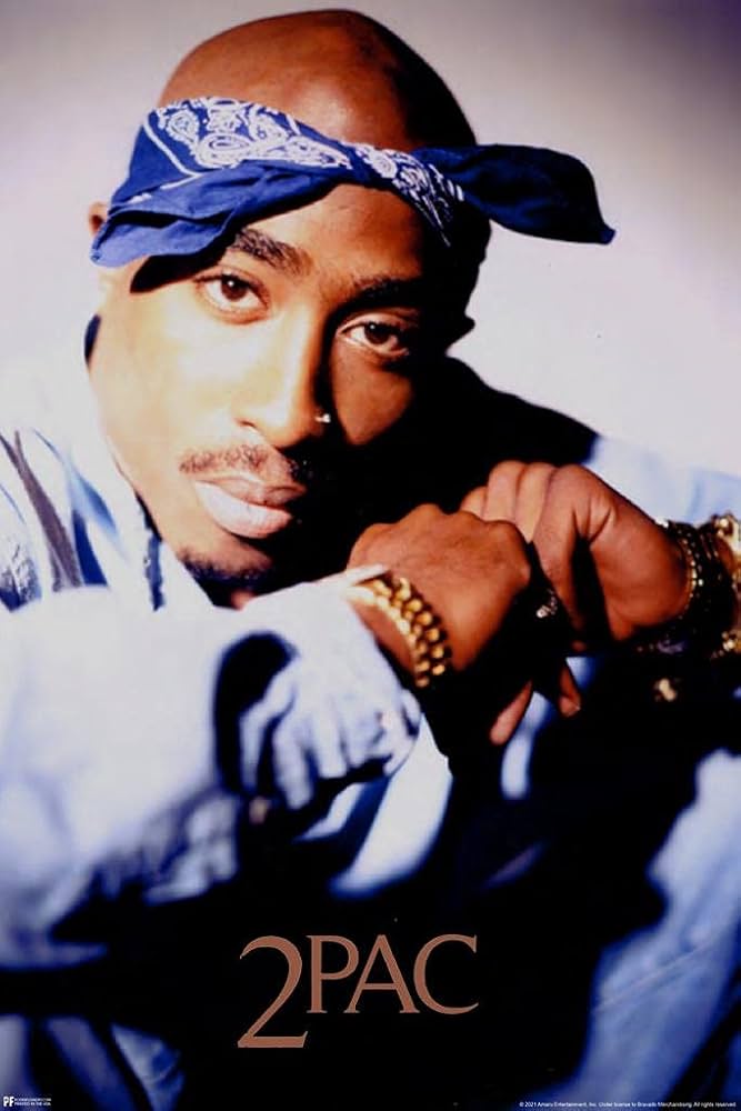 Amazon.com: Tupac 2Pac Blue Bandana Portrait 90s Hip Hop Rapper