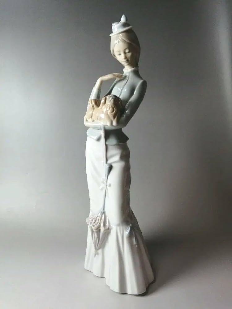 Amazon.co.jp: LLADRO リヤドロ 4893 犬を抱く貴婦人 フィギュリン