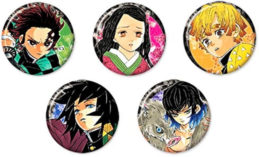 Amazon | 鬼滅の刃 缶バッジ 5個セット 原作絵柄 台紙付き ジャンプ