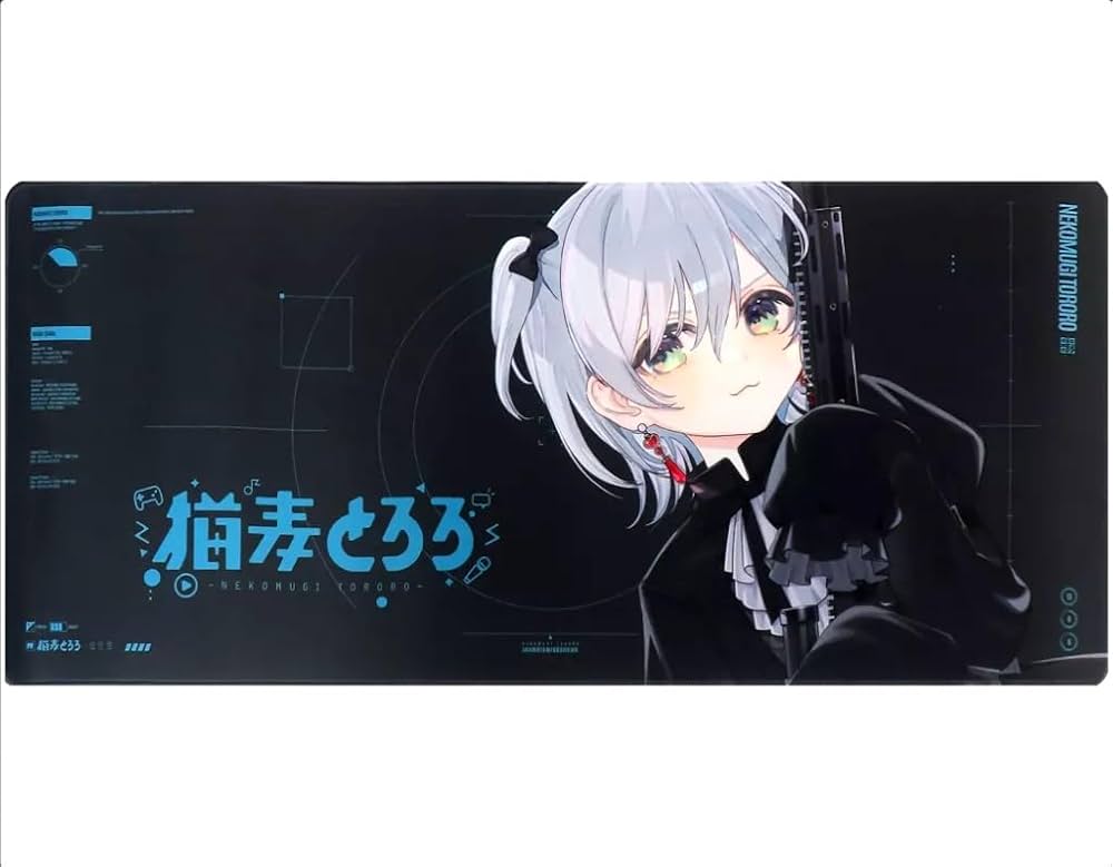 Amazon | 猫麦とろろ デスクマット ブラック | デスクマット | 文房具