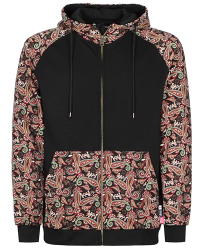 Amazon.com: BOCOMAL FR Hoodies Paisley Printed Zipper Front 10.5oz